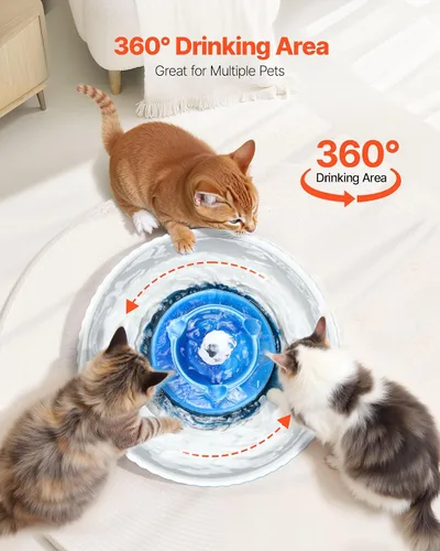 Miniatura 4 de VEVOR - Fuente de agua de cerámica para gatos, fuente de agua VEVOR de 2.1L/71 onzas, dispensador de agua de porcelana, bomba ultrasilenciosa, área
