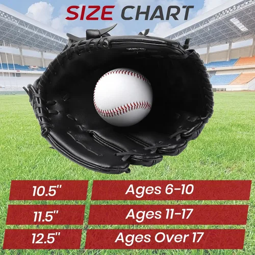 Miniatura 5 de Guantes de béisbol + juegos de pelotas, guante de sóftbol, guante de béisbol, 10.5-12.5 pulgadas para entrenamiento de jóvenes/adultos y juego