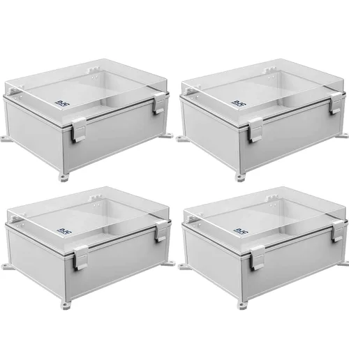 Miniatura 8 de Co. ABS 6.6" x 8.7" x 4.3" impermeable IP67 caja electrónica con bisagras con placa de montaje, soporte, cubierta de plástico y clips