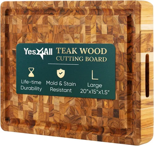 Miniatura 11 de Yes4All Tablas de cortar de acacia duraderas para cocina, [17''L x 13''A x 1.5" de grosor] Tabla de cortar de veta final mediana, tablas de cortar