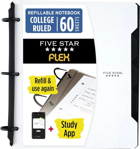 Miniatura 17 de Five Star Flex - Cuaderno recargable + aplicación de estudio, papel rayado universitario y carpeta de anillos TechLock de 1 pulgada con bolsillos