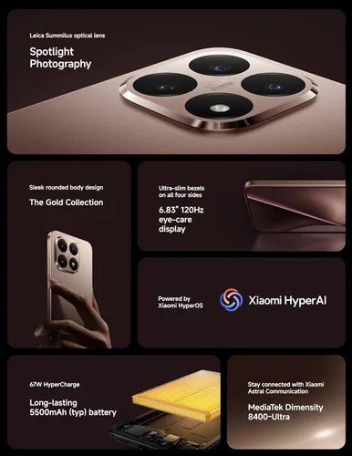 Miniatura 2 de XIAOMI 15T Ai 5G (compatible con Tmobile Mint Tello & Global) (512 GB + 12 GB) NFC Global ROM desbloqueado 50MP Triple Pro Cam eSIM 6.83 pulgadas