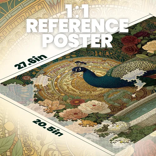 Miniatura 4 de Rompecabezas para adultos de 1000 piezas, pavo real de jardín de rosas victorianas vintage, rompecabezas de 1000 piezas con letras en la parte Pavo