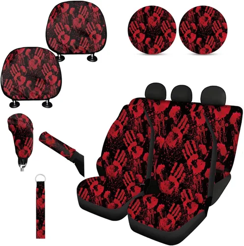 Miniatura 34 de Forchrinse Bee - Juego de fundas para asiento delantero y trasero con funda para palanca de cambios de freno de mano, funda para reposacabezas