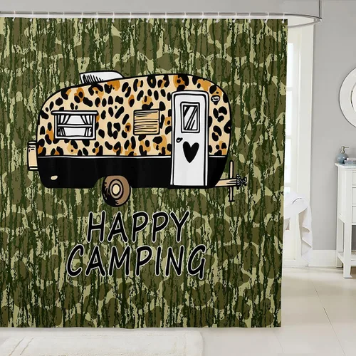 Miniatura 29 de Erosebridal American Flag Shower Curtain 72" Wx72 L Army Green Camo Waterproof Bathroom Curtains Bear Claw Hunting Theme Bathroom Shower Curtain