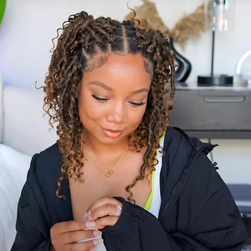 Miniatura 16 de Goddess Locs - Cabello de ganchillo de 8 pulgadas, 6 paquetes de rastas sintéticas de cabello de ganchillo para mujeres negras, cabello suave 1b