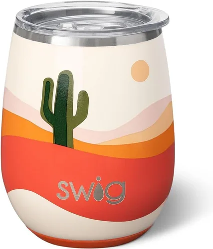 Miniatura 9 de Swig Vaso de vino aislado de 14 onzas con tapa, apto para lavavajillas, tazas de vino de acero inoxidable (negro)