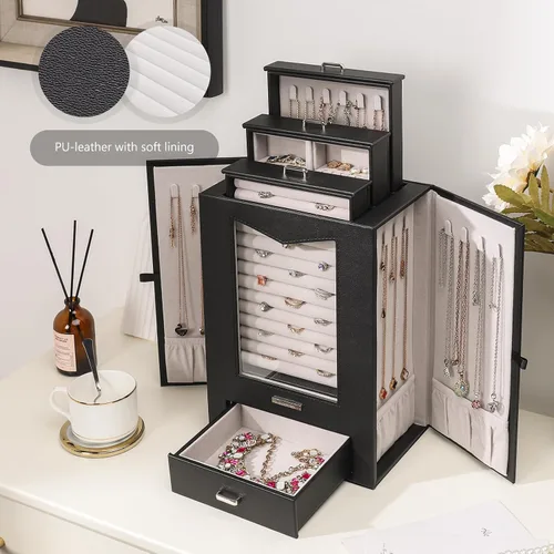 Miniatura 6 de Homde Organizador de joyas con ganchos transparentes para collares de ventana, regalo para mujeres, caja de joyería para collares, anillos, aretes