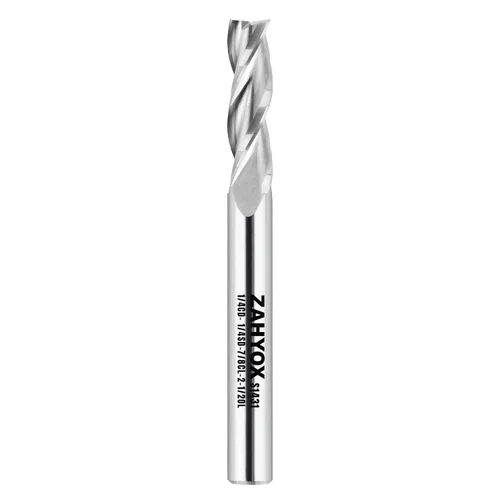 Miniatura 13 de Zahyox Broca de fresadora en espiral de vástago de 1/4 pulgadas, compresión arriba y abajo, carburo sólido, fresadora CNC recta para madera, 1/4