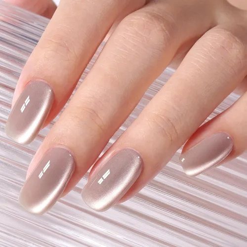 Miniatura 2 de AILLSA - Esmalte de uñas de gel Cat Eye color nude con glitter de cristal, esmalte de uñas de vidrio con destellos, brillo reflectante translúcido