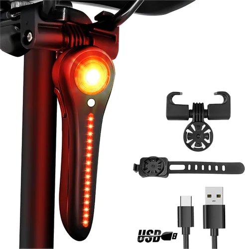 Miniatura 2 de DARKBEAM Luz trasera inteligente para bicicleta, con sensor de freno/luz, recargable USB-C, IP64 impermeable, 5 modos de luz, luz trasera