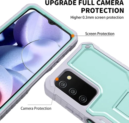 Miniatura 4 de Funda para Samsung Galaxy A03s 5G, protección de grado militar a prueba de golpes con protector de pantalla HD de vidrio templado y soporte