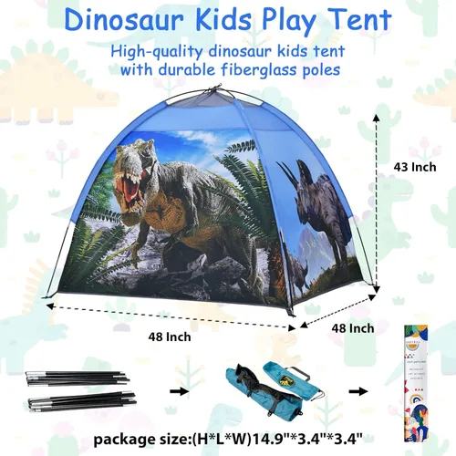 Miniatura 5 de Tienda de juegos para niños con dinosaurios, juguetes de dinosaurios para niños, tienda de campaña desplegable para diversión en interiores