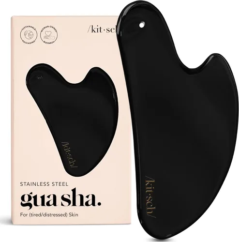 Miniatura 10 de Kitsch Herramientas faciales Gua Sha de acero inoxidable - Herramienta Guasha para cara, herramienta de escultura facial, masajeador de cuello