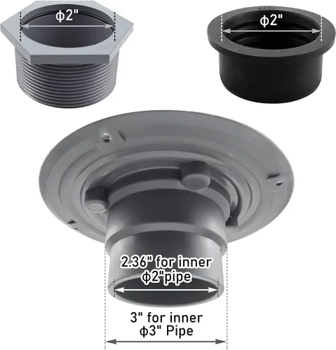 Miniatura 4 de Kit de base de drenaje de ducha de 2 pulgadas, desagüe de PVC con brida base, adaptador, acoplador y junta para instalación de ducha cuadrada/lineal