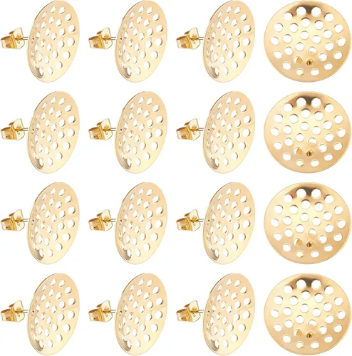DICOSMETIC 20 piezas de aretes de acero inoxidable en blanco con pasador de 0.031 in y agujero de bucle de 0.59 pulgadas, base de tamiz de color