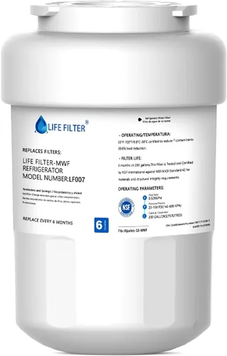 Lifefilter - Reemplazo para filtros de agua de refrigerador MWF, MWFP, HDX FMG-1, MWFA, GWF, GSE25GSHECSS, WFC1201, RWF1060, 197D6321P006, 9991,