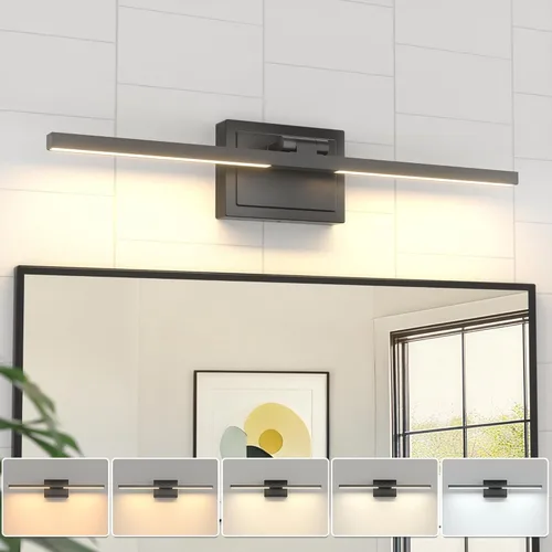 Miniatura 10 de VOLISUN Lámpara de tocador de baño de 48 pulgadas, 5CCT regulable, lámpara LED de baño de 40 W sobre el espejo, luces de tocador de barra negra