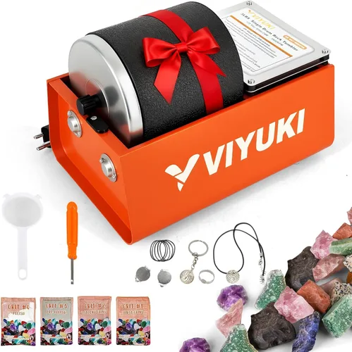 Miniatura 8 de Kit de pulidor de rocas VIYUKI - Incluye piedras preciosas en bruto, 4 granos de pulido, cierres de joyería, instrucciones de funcionamiento, gran