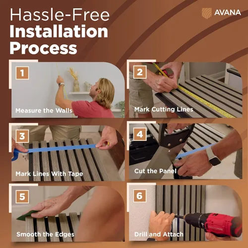 Miniatura 6 de Avana Paneles de pared de madera acústica – Paneles de 93.2 x 11.25 pulgadas – Se adapta a diseños de 94 x 12 pulgadas – Paneles acústicos de nogal