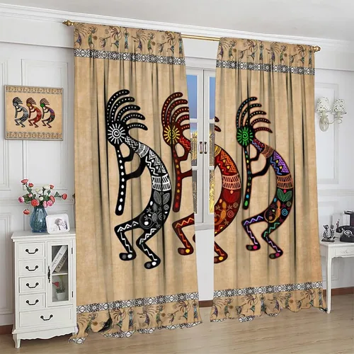 Miniatura 4 de Kokopelli - Cortinas opacas para cocina, decoración de sala de estar, dormitorio, 21 x 45 pulgadas, 2 paneles