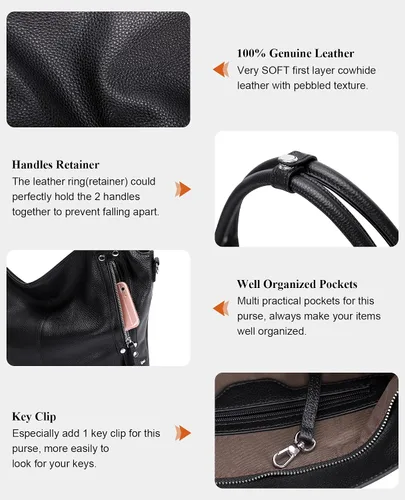 Miniatura 7 de Over Earth Bolsos de cuero genuino para mujer, bolso de hombro Hobo para mujer
