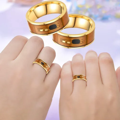 Miniatura 2 de Anillos creativos de moda para cumpleaños, día de San Valentín, diario, NFC, de acero inoxidable, chip de teléfono, goteo, aceite, patrón de dragón