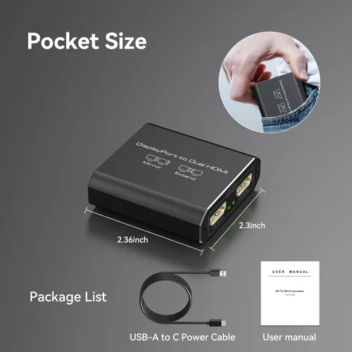 Miniatura 8 de Displayport a divisor HDMI dual extendido para pantalla doble 4K @60Hz puerto de pantalla a 2 adaptador HDMI para tarjetas gráficas de computadora