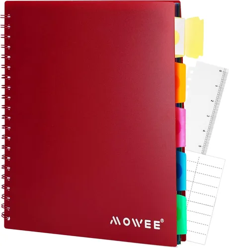 Miniatura 17 de Cuaderno de 5 materias – Cuaderno de espiral, cuaderno de rayas universitarias con bolsillo divisor, pestañas, regla de 11 pulgadas, 200 páginas