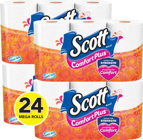 Miniatura 16 de Scott ComfortPlus - Papel higiénico con tubo perfumado suave a lavanda, 12 mega rollos, 310 hojas por rollo, apto para fosas sépticas, papel