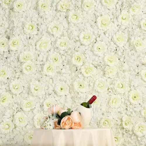 Enova - Tapete de pared de flores artificiales de hortensias y rosas de 11 pies cuadrados, paquete de 4, telón de fondo de flores de follaje