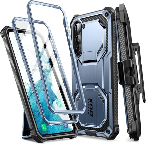 Miniatura 10 de i-Blason Armorbox - Funda para Samsung Galaxy S23 con soporte y clip para el cinturón, protector de pantalla integrado, 2 marcos frontales