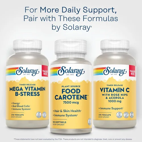Miniatura 6 de SOLARAY Caroteno alimentario, vitamina A como betacaroteno 25000IU Carotenoides para una piel y ojos saludables, actividad antioxidante y apoyo