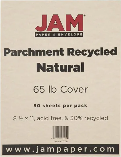 Miniatura 3 de JAM PAPER Pergamino - Cartulina de 65 libras, cobertura de 8.5 x 11 pulgadas, 6.21 oz/m², reciclada, oro antiguo, 50 hojas/paquete