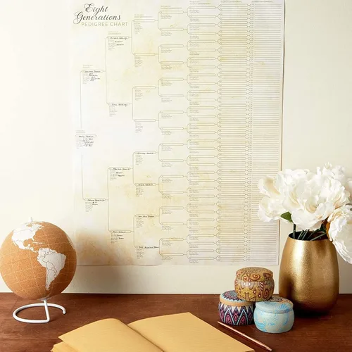 Miniatura 3 de Okuna Outpost Gráficos de árbol genealógico para rellenar – 8 gráficos de genealogía de generación con 255 espacios de nombres – Póster de árbol
