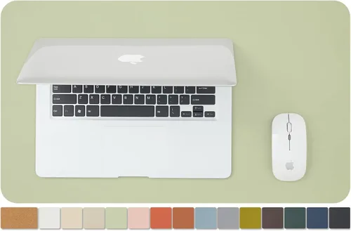 Miniatura 46 de Tapete de escritorio grande de corcho natural y cuero, tapete de escritorio ecológico, protector de escritorio de doble cara, tapete de teclado Café