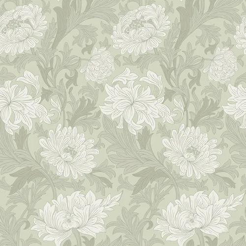 VEELIKE Papel tapiz floral vintage de anémona verde para despegar y pegar, estilo bohemio, Art Nouveau, para dormitorio, baño, 17.7 x 118 pulgadas,