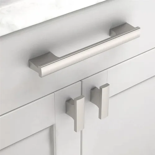 Miniatura 2 de Asidrama - Paquete de 10 manijas para gabinete de cocina color níquel satinado cepillado, manijas de zinc para gabinete, accesorios para gabinetes