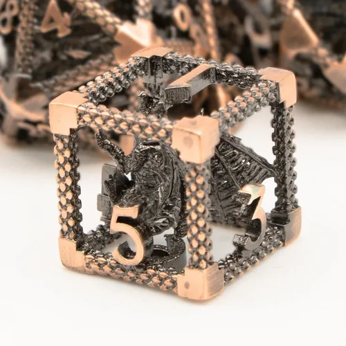 Miniatura 11 de D&D Dice, Dungeons and Dragons Dice HNCCESG Juego de dados de metal poliédricos huecos para juegos de mesa RPG MTG (Dragon Silver Blood Spot)