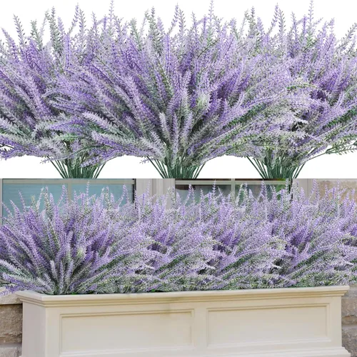 Miniatura 11 de obbsie 12 paquetes de plantas artificiales para exteriores, 18.2" resistentes a los rayos UV, tallos de hierba mono artificial, vegetación, no se