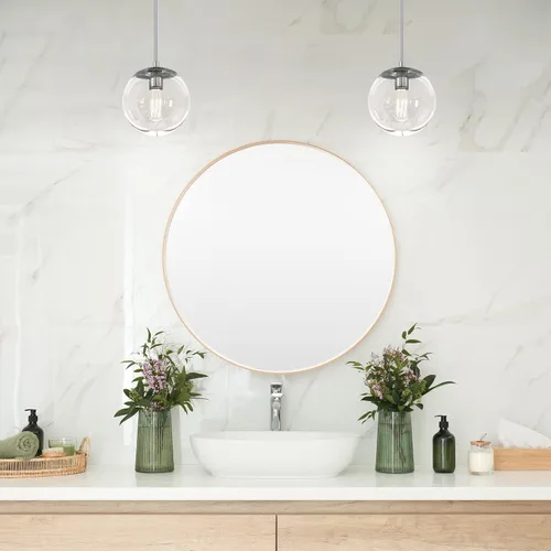 Miniatura 8 de Design House Gracelyn 588509-PC - Colgante regulable con 1 luz, globo de cristal transparente y semillero, cromo pulido