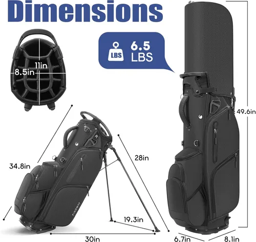 Miniatura 2 de Findway Bolsa de golf de 14 vías [espacio generoso mejorado] Bolsa de golf ligera con soporte, bolsa de golf duradera con doble correa acolchada
