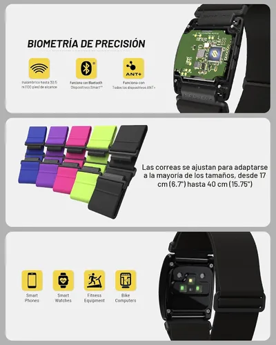 Miniatura 7 de Scosche Rhythm+ Brazalete monitor de frecuencia cardíaca, brazalete óptico con radio de banda dual ANT+ y Bluetooth Smart, Negro
