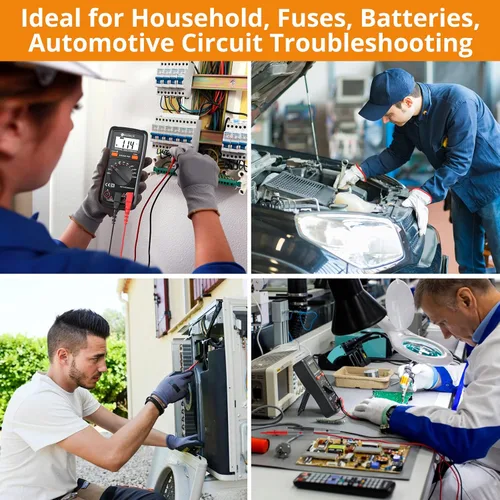 Miniatura 6 de Neoteck Multímetro digital de rango automático, medidor de voltaje Ohm de amplificador AC/DC con resistencia, continuidad, capacitancia y prueba