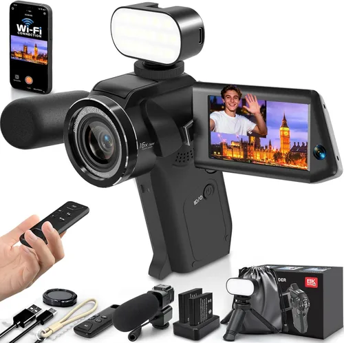 Miniatura 8 de Cámara de Video 4K Videocámara Ultra HD 64MP para Vlogging de YouTube Zoom Digital de 28X Pantalla con Rotación de 270° Cámara Vlog de 3.0