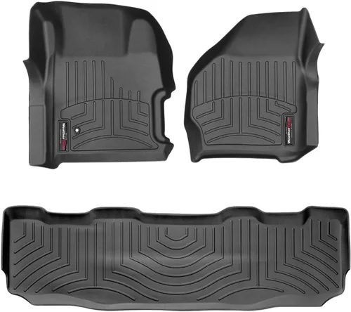 WeatherTech Revestimientos de suelo de ajuste personalizado para Ford Super Duty - 1ª y 2ª fila (441251-440022), color negro