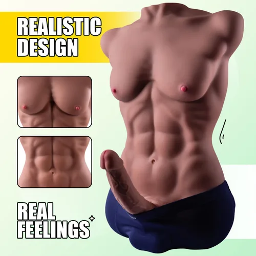 Miniatura 4 de Muñeca sexual masculina para mujeres con consolador enorme de empuje automático de 7 pulgadas, muñecas sexuales realistas musculosas en 3D con anal
