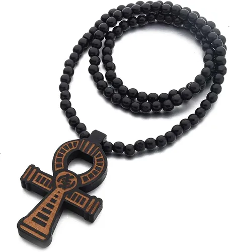 Hiphop Woody Beads Ball Símbolo Hombre África Mapa Jesús Cruz Empaistic Colgante Collares para Mujeres Hombres Joyería Regalos