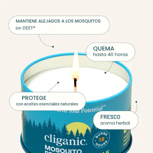 Miniatura 3 de Cliganic Vela Repelente de Mosquitos Natural (Paquete de 2) Citronela, Sin DEET, Infundida con Aceites Esenciales para Exteriores, Camping Quema