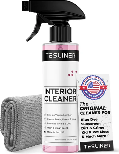 Tesla - Limpiador de asientos y quitamanchas - Limpiador de interiores para cuero vegano blanco y negro, productos de limpieza de interiores para